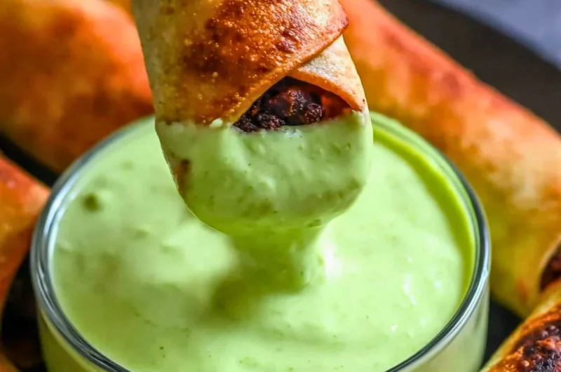 Baked black bean taquitos served with salsa and avocado