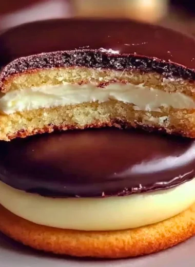 Boston Cream Pie Cookies with chocolate glaze and cream filling