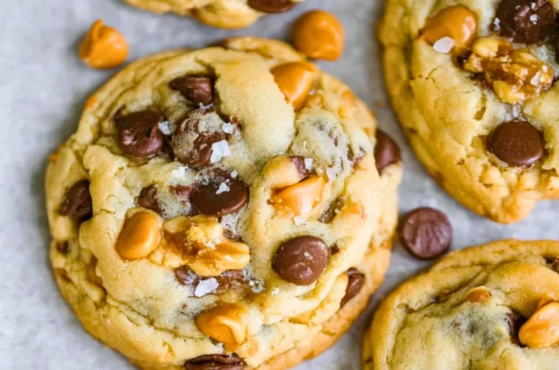 Delicious butterscotch chocolate chip cookies on a plate