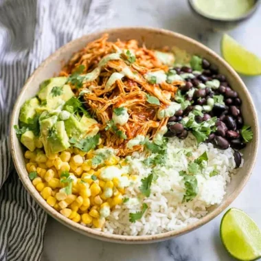 Delicious Chicken Burrito Bowl with fresh ingredients and vibrant colors