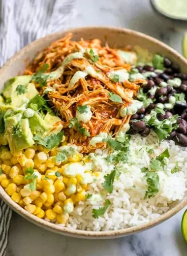 Delicious Chicken Burrito Bowl with fresh ingredients and vibrant colors