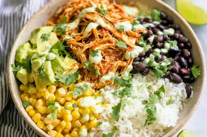 Delicious Chicken Burrito Bowl with fresh ingredients and vibrant colors