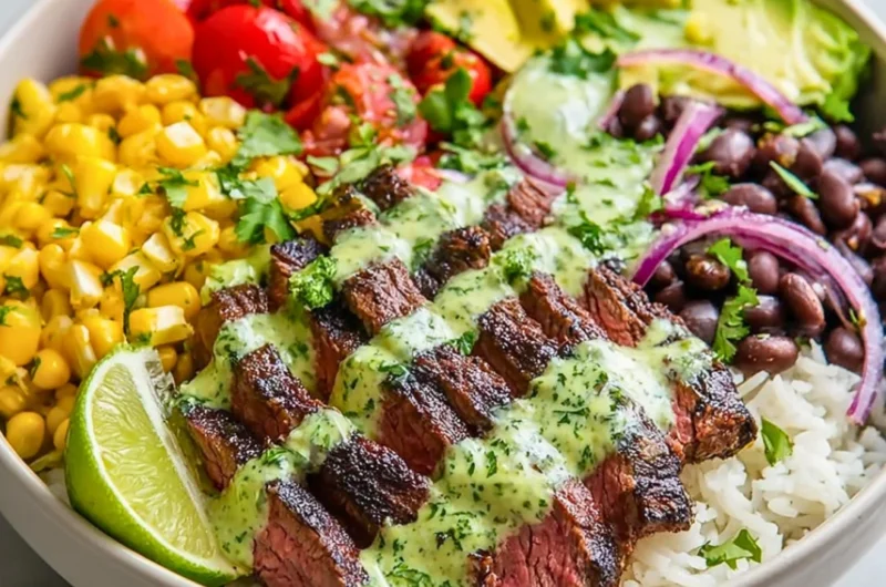 Cilantro lime steak bowl with fresh ingredients and vibrant flavors
