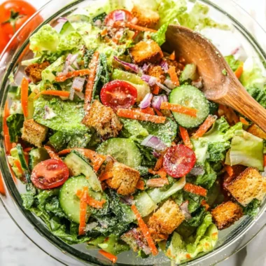 Classic house salad with fresh vegetables and dressing