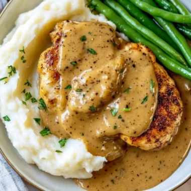 Plate of Garlic Chicken garnished with herbs and served with vegetables