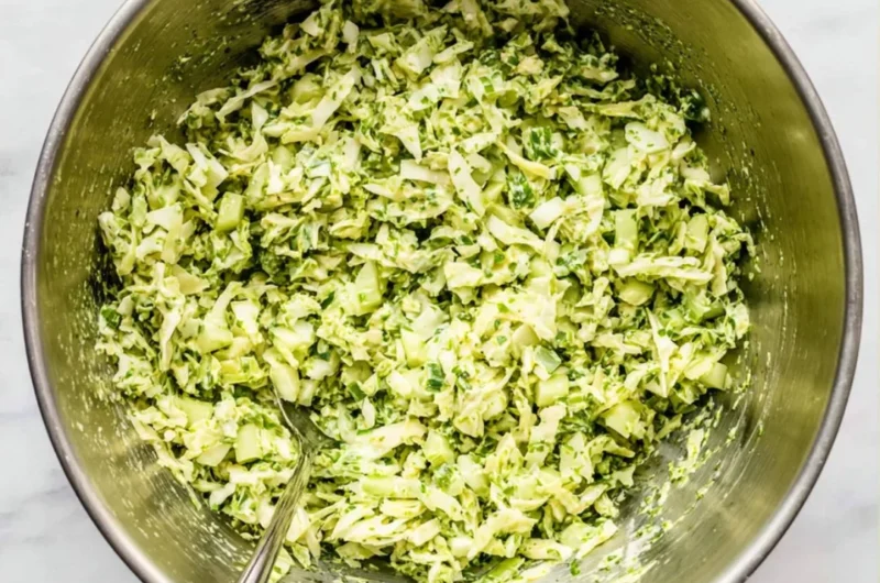 Green Goddess Cabbage Salad featuring vibrant greens and a creamy dressing