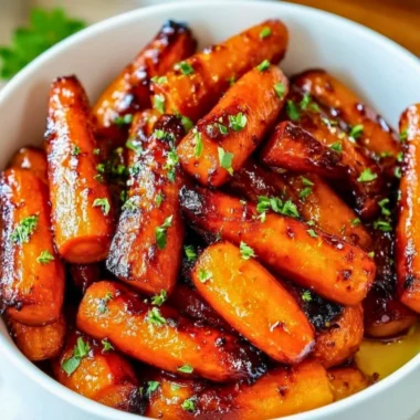 Honey Garlic Butter Roasted Carrots served in a bowl