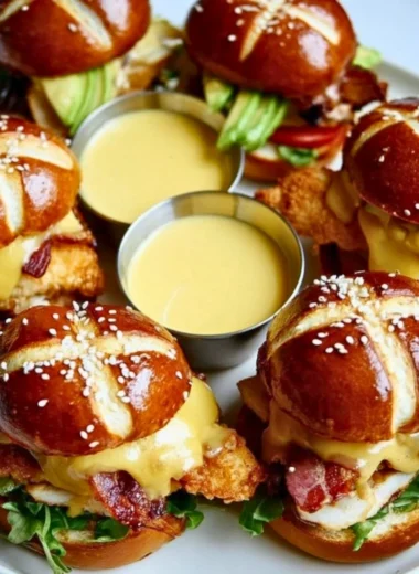 Honey Mustard BLT Chicken Sliders served on a platter