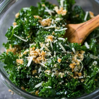 Fresh Lemon Parmesan Kale Salad with vibrant greens and zesty dressing