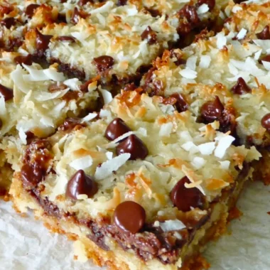 Delicious Magic Cookie Bars with chocolate, nuts, and coconut layers