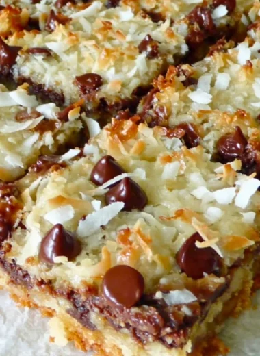 Delicious Magic Cookie Bars with chocolate, nuts, and coconut layers