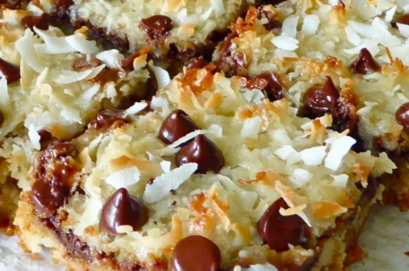Delicious Magic Cookie Bars with chocolate, nuts, and coconut layers