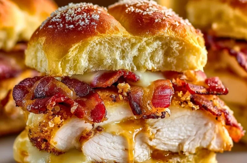 Maple Chicken Bacon Sliders with toppings on a platter