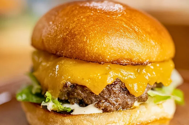 Delicious homemade smash burger served on a plate with toppings