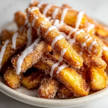 Delicious air fryer apple fries served with a dip