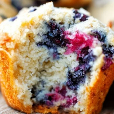 Bakery style mixed berry muffins with colorful frozen berries