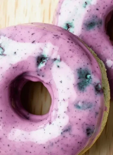Homemade blueberry cake donuts glazed with a sweet icing