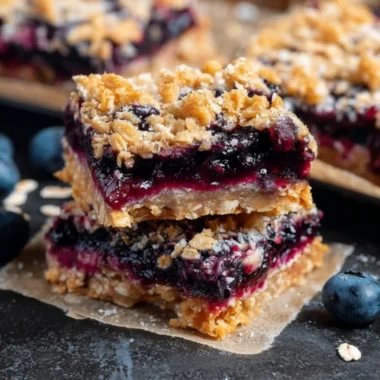 Blueberry oatmeal breakfast bars on a plate, ideal for healthy breakfast options.