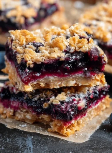 Blueberry oatmeal breakfast bars on a plate, ideal for healthy breakfast options.