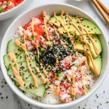California Roll sushi bowls featuring fresh ingredients and vibrant presentation