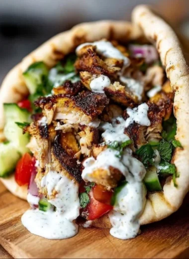 Delicious Chicken Shawarma served with creamy garlic sauce on a plate