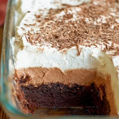 Delicious Chocolate French Silk Brownies topped with silky chocolate frosting.