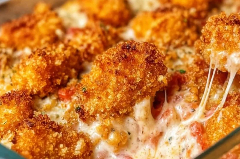 Cottage Cheese Chicken Parmesan Bowl with melted cheese and herbs