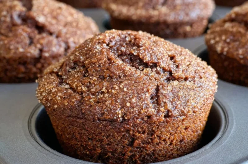 Freshly baked glazed gingerbread muffins with a rich, spiced flavor