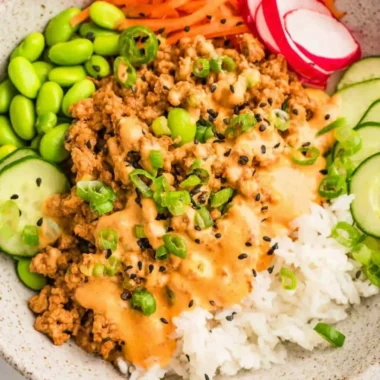 Ground Turkey Rice Bowls with Bang Bang Sauce recipe