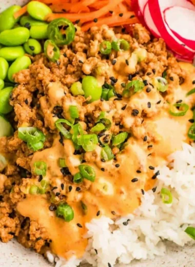 Ground Turkey Rice Bowls with Bang Bang Sauce recipe