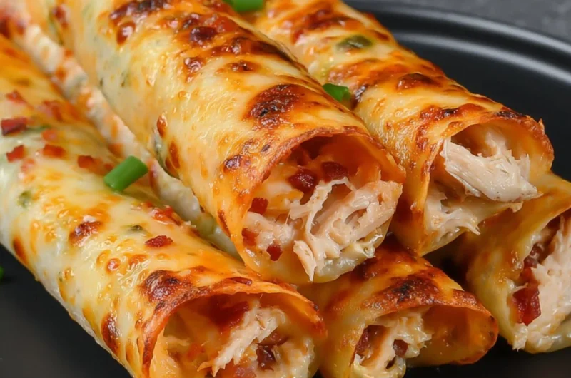 Keto Chicken Bacon Ranch Taquitos served on a plate
