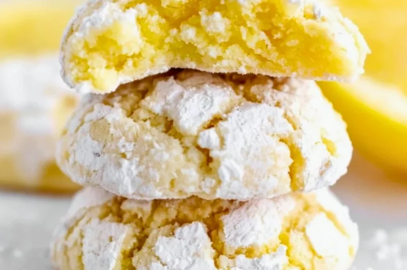Delicious Lemon Crinkle Cookies dusted with powdered sugar