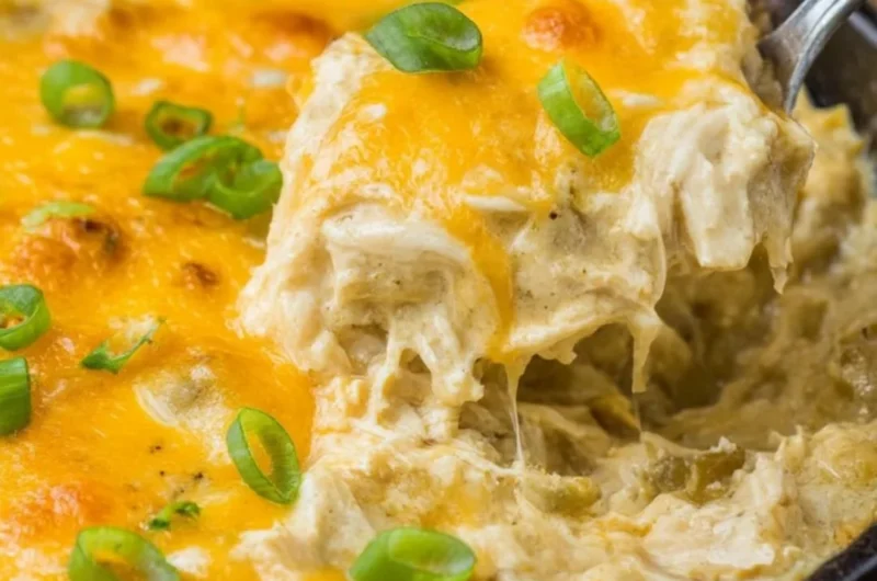 One Pan Keto Green Chili Chicken dish garnished with fresh herbs.