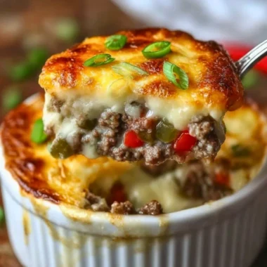 Delicious Philly cheesesteak skillet with beef, peppers, and cheese