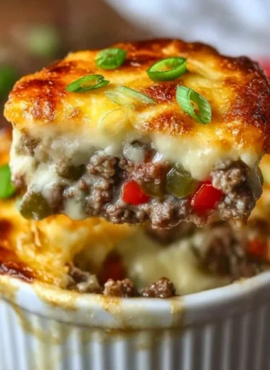 Delicious Philly cheesesteak skillet with beef, peppers, and cheese