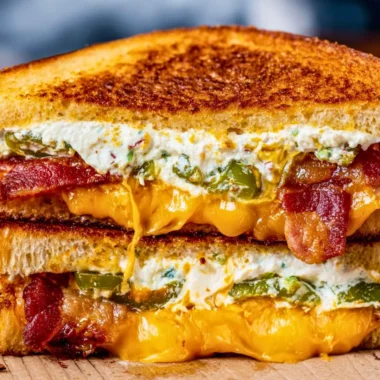 Roasted jalapeno popper grilled cheese sandwich with melted cheese and peppers