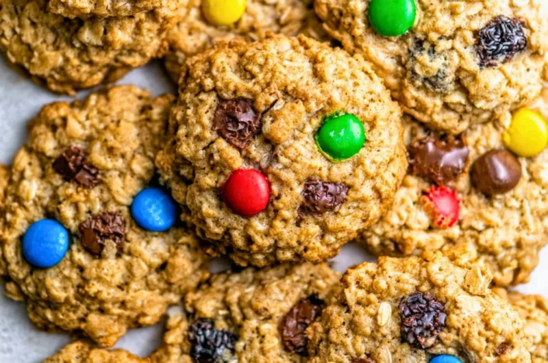 Soft and chewy oatmeal cookies on a plate, ready to enjoy.