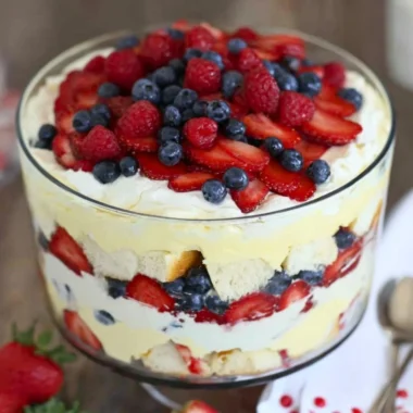 Delicious trifle with sherry served at a dinner party