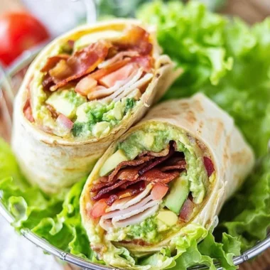 Delicious Turkey Bacon Wrap with fresh ingredients and flavorful sauce