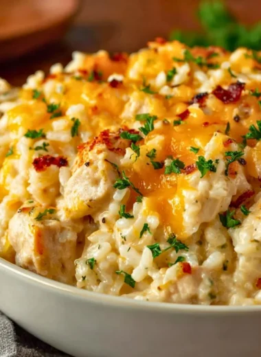 Angel Chicken and Rice Casserole served in a dish, showcasing tender chicken and creamy rice.