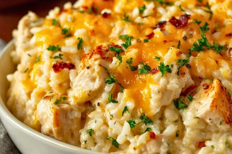 Angel Chicken and Rice Casserole served in a dish, showcasing tender chicken and creamy rice.