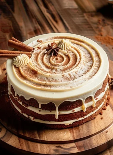 Delicious brown sugar chai cake with spices and frosting
