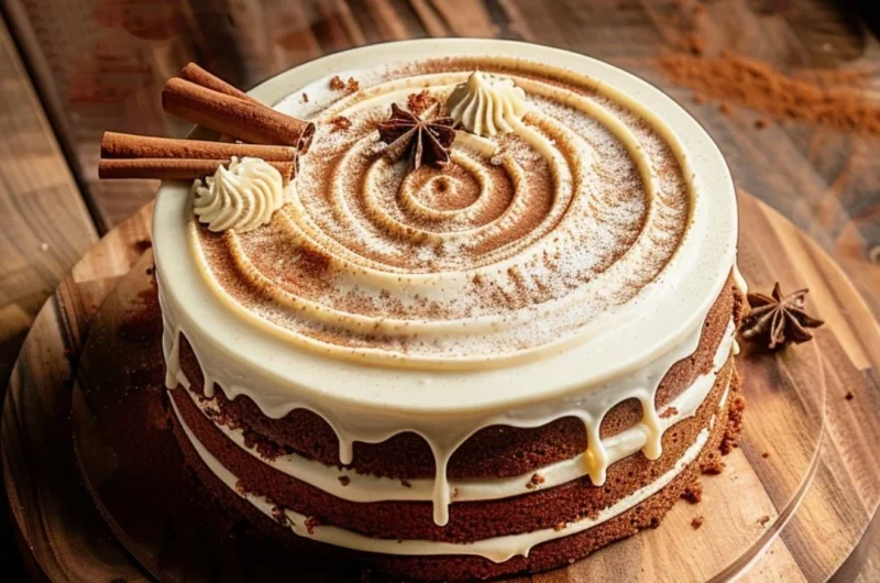 Delicious brown sugar chai cake with spices and frosting