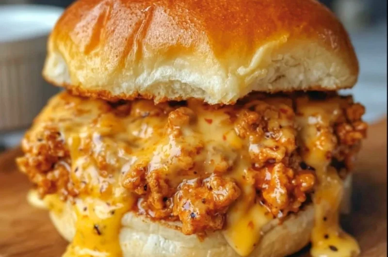 Cajun Chicken Sloppy Joes served on a plate with toppings