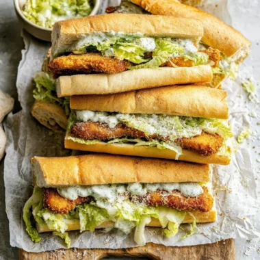 Delicious Chicken Caesar Sandwich with crispy chicken and Caesar salad on bread