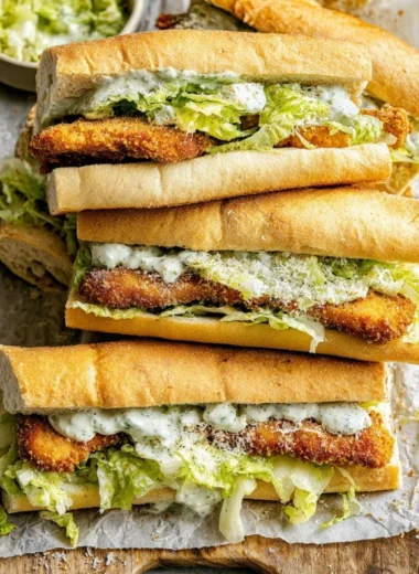 Delicious Chicken Caesar Sandwich with crispy chicken and Caesar salad on bread