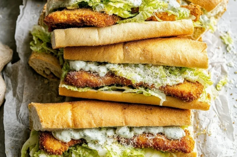 Delicious Chicken Caesar Sandwich with crispy chicken and Caesar salad on bread