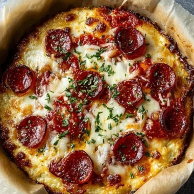 Delicious cottage cheese pizza bowl topped with fresh vegetables and cheese