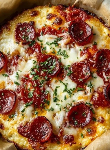 Delicious cottage cheese pizza bowl topped with fresh vegetables and cheese