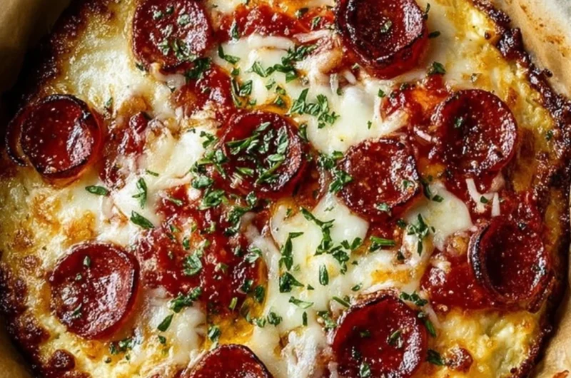 Delicious cottage cheese pizza bowl topped with fresh vegetables and cheese